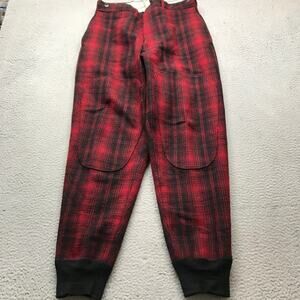 Vintage 60s Woolrich Mackinaw Plaid Hunting Wool Pants 34x29 Double Knee Gusset